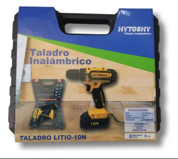 Taladro Inalámbrico Hytoshy 21V Litio-10N con 2 Baterías, Cargador Rápido y Kit de Accesorios en Maletín - imagen 5
