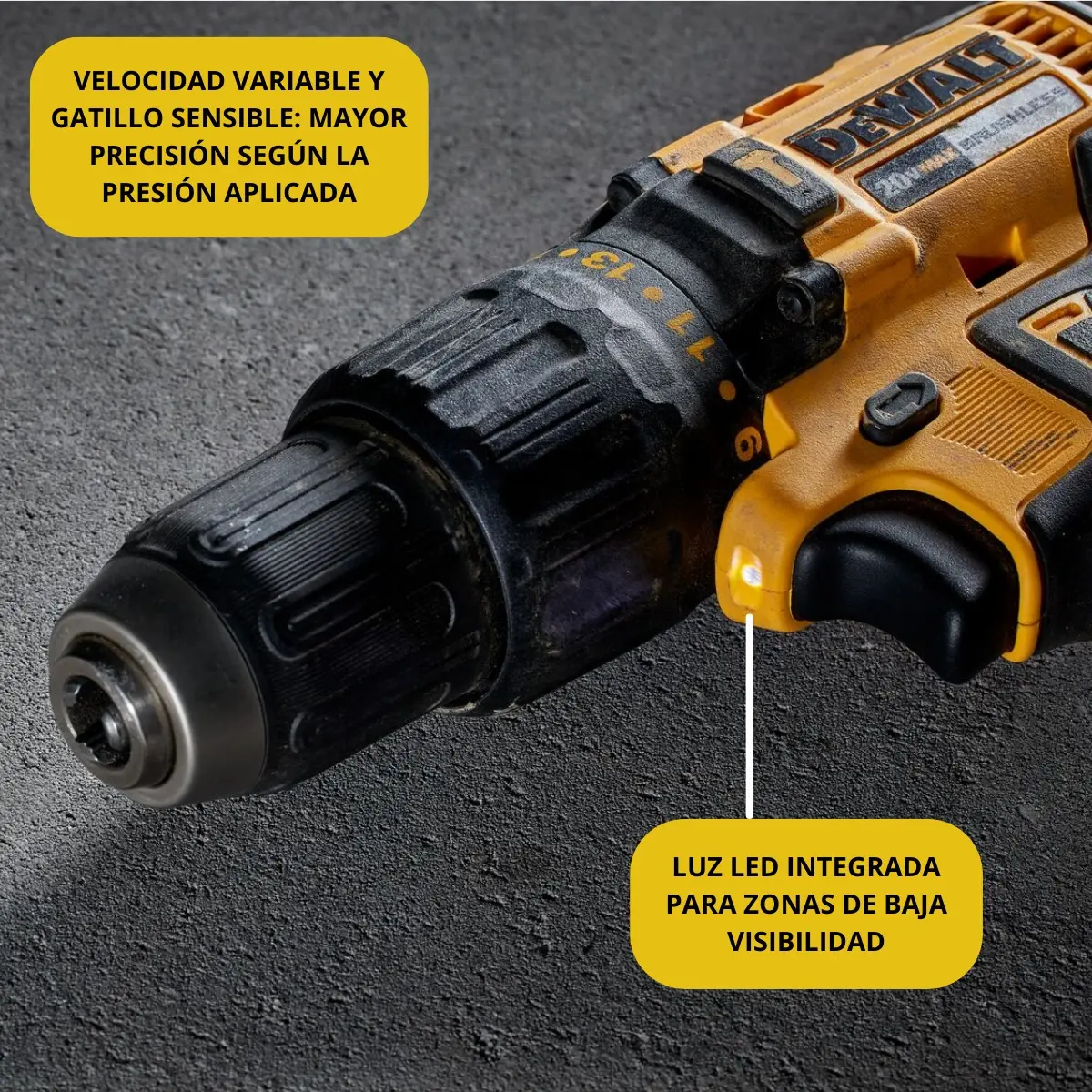 Taladro Atornillador Dewalt Dcd7781d2 + Cargador + 2 Bat 2a Color Amarillo Frecuencia 50hz - imagen 9